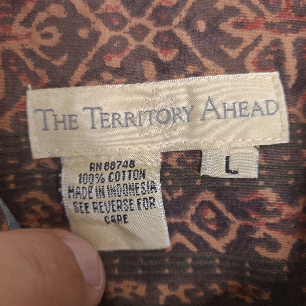 The‎ Territory Ahead Shirt Mens Large Tribal Aztec Button Up Short Sleeve